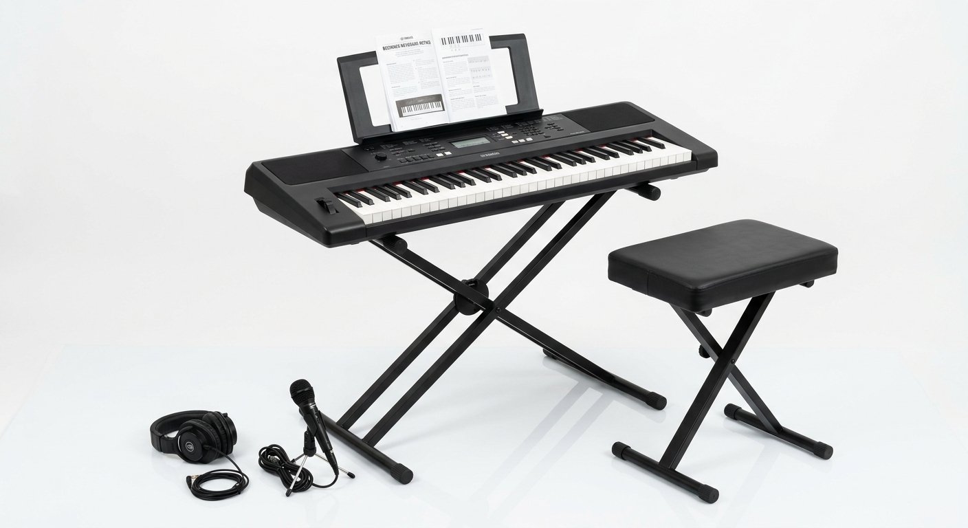Alesis Melody 61 MK4 keyboard bundle with stand, bench, headphones and mic