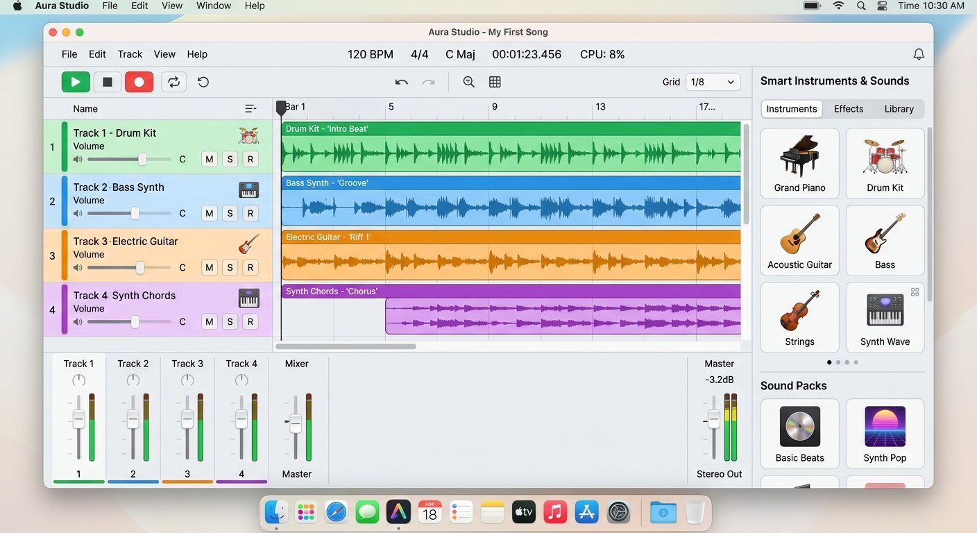 GarageBand free DAW interface on Mac