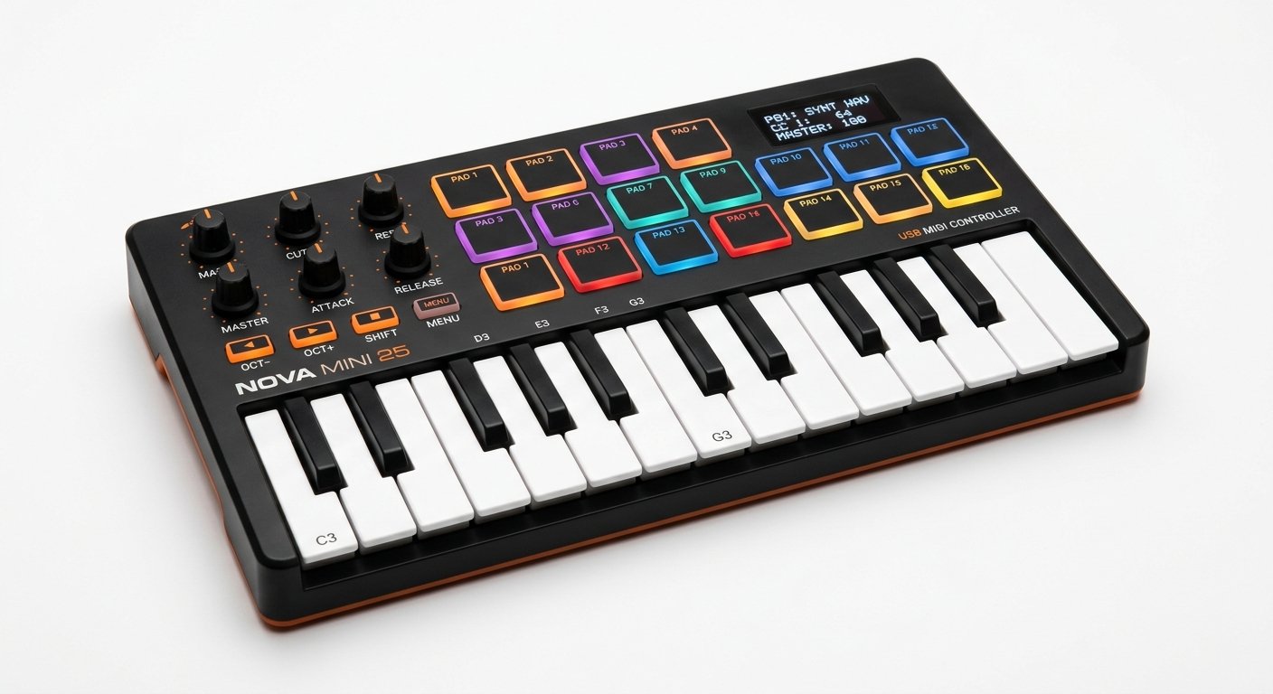Novation FLkey Mini 25-key MIDI controller for FL Studio with RGB pads