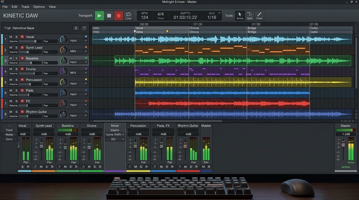 Reaper DAW interface with customizable track layout