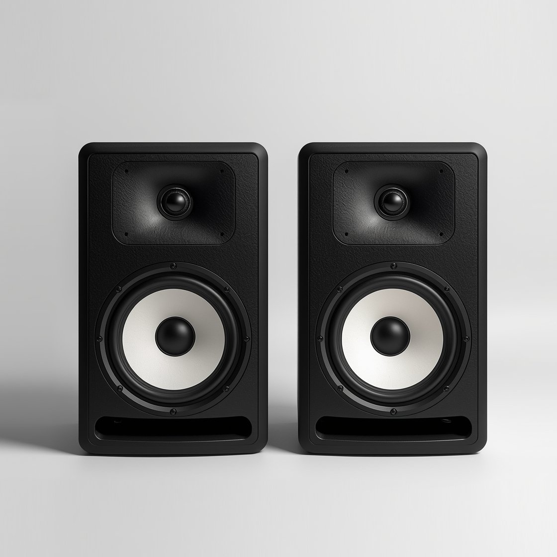 Yamaha HS8 8-inch studio monitors with white woofer cones